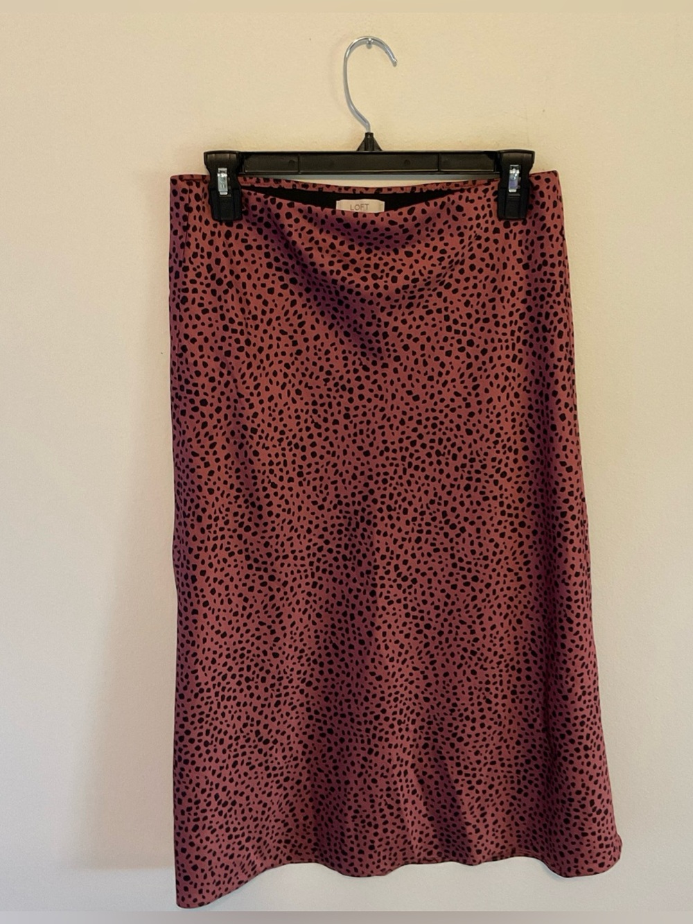 LOFT Mauve Pink Spot-Print Midi Skirt